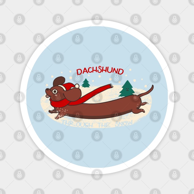 Dachshund through the snow Magnet by huebucket